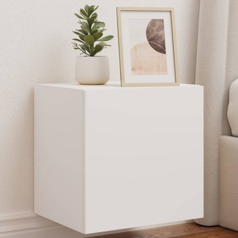 vidaXL TV Wall Cabinets with LED Lights 2 pcs White 40.5x35x40 cm