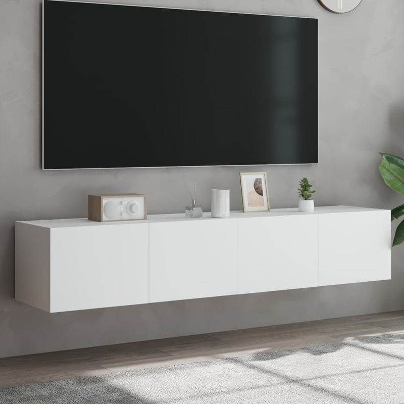 vidaXL TV Wall Cabinets with LED Lights 2 pcs White 80x35x31 cm