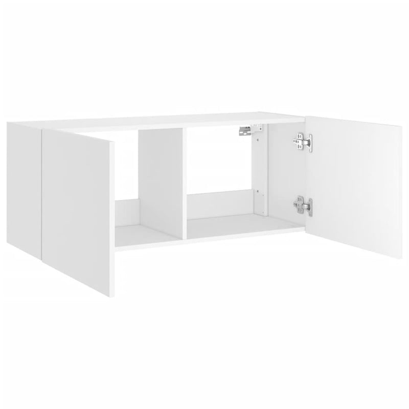 vidaXL TV Wall Cabinet with LED Lights White 100x35x41 cm