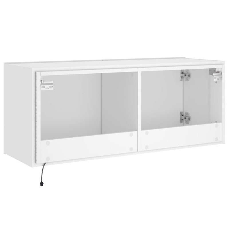 vidaXL TV Wall Cabinet with LED Lights White 100x35x41 cm