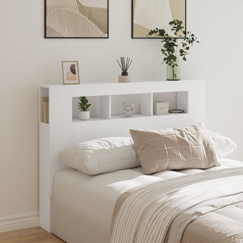 vidaXL LED Headboard White 140 cm Engineered Wood