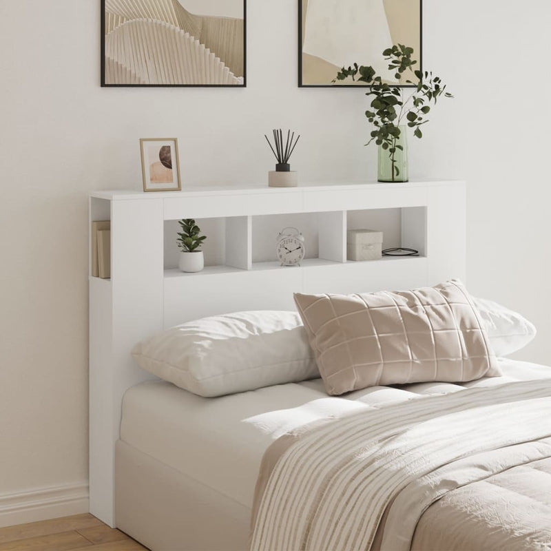 LED Headboard White 140x18.5x103.5 cm Engineered Wood