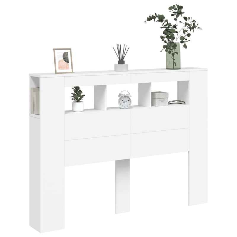 vidaXL LED Headboard White 140 cm Engineered Wood