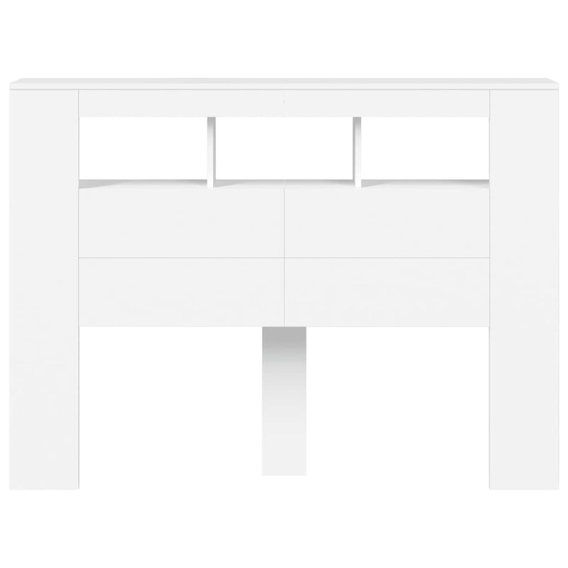 LED Headboard White 140x18.5x103.5 cm Engineered Wood