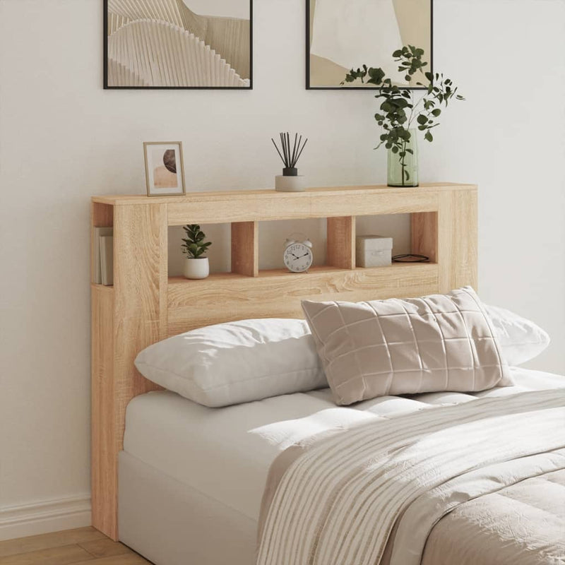 vidaXL LED Headboard Sonoma Oak 140 cm Engineered Wood