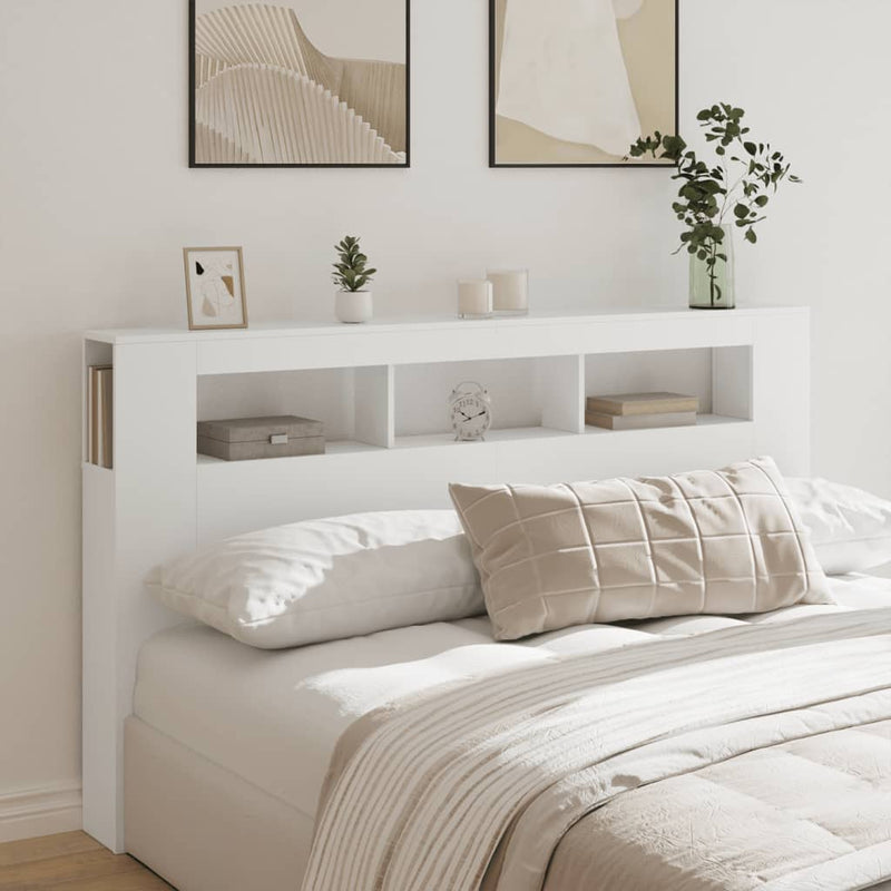 vidaXL LED Headboard White 180 cm Engineered Wood