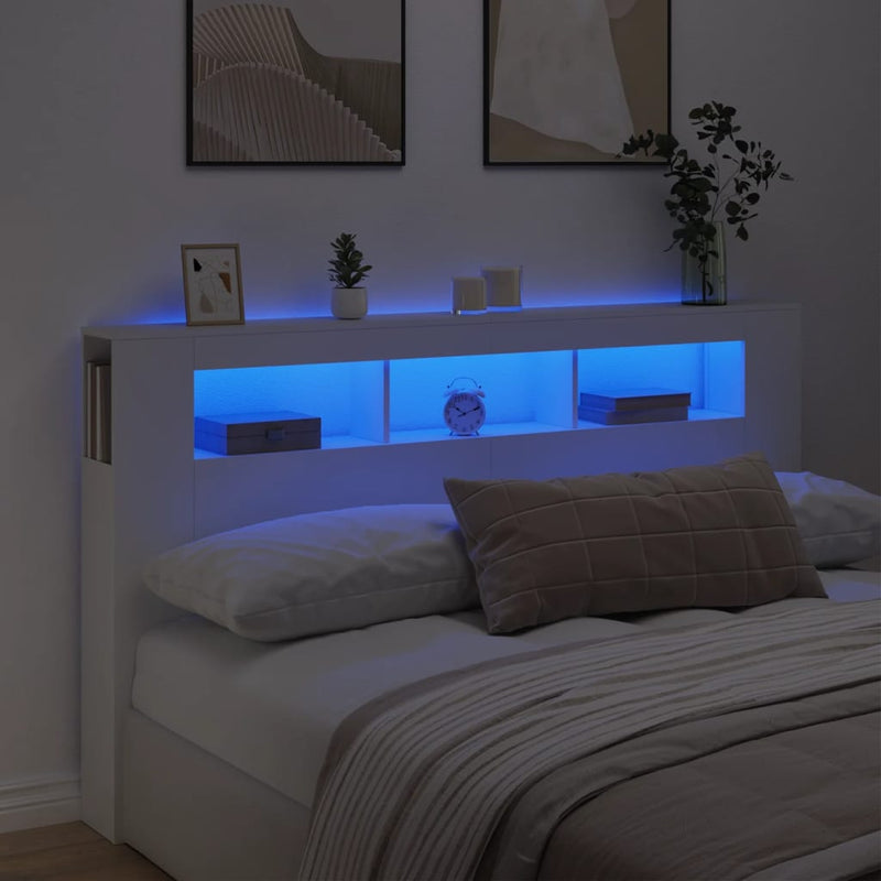 vidaXL LED Headboard White 180 cm Engineered Wood