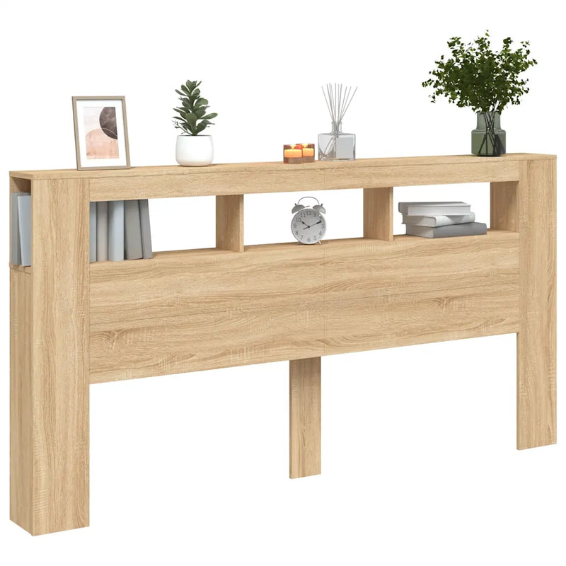 LED Headboard Sonoma Oak 200 cm Engineered Wood