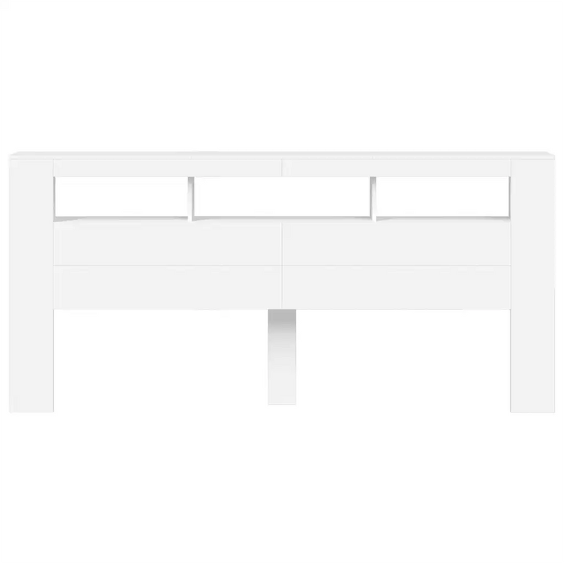 LED Headboard White 220 cm Engineered Wood
