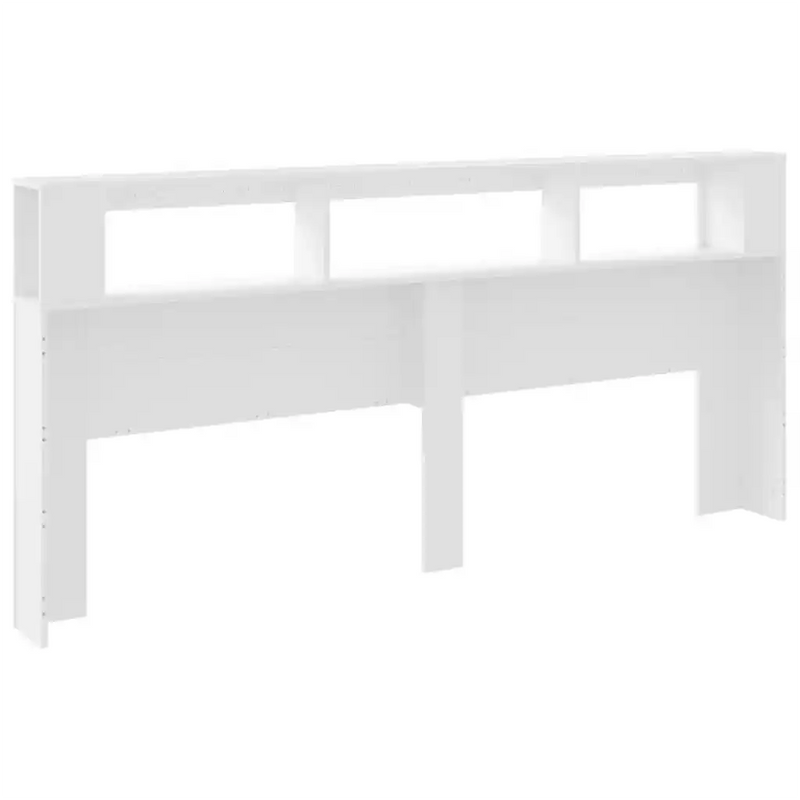 LED Headboard White 220 cm Engineered Wood