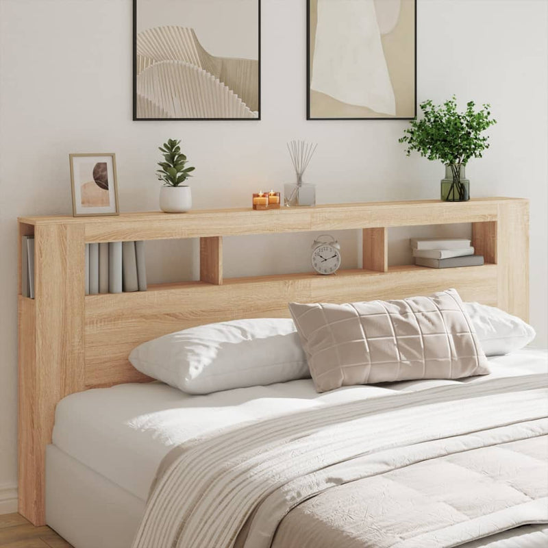 vidaXL LED Headboard Sonoma Oak 220 cm Engineered Wood