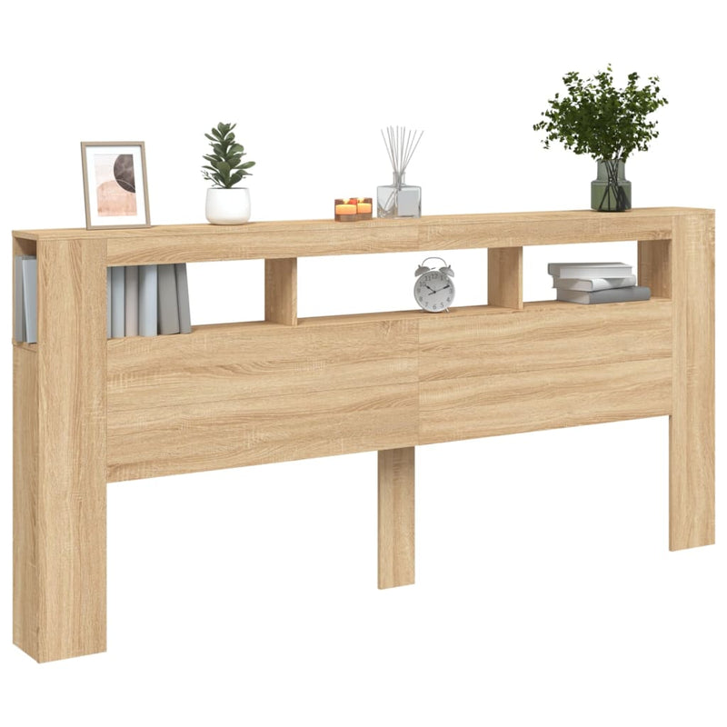 vidaXL LED Headboard Sonoma Oak 220 cm Engineered Wood