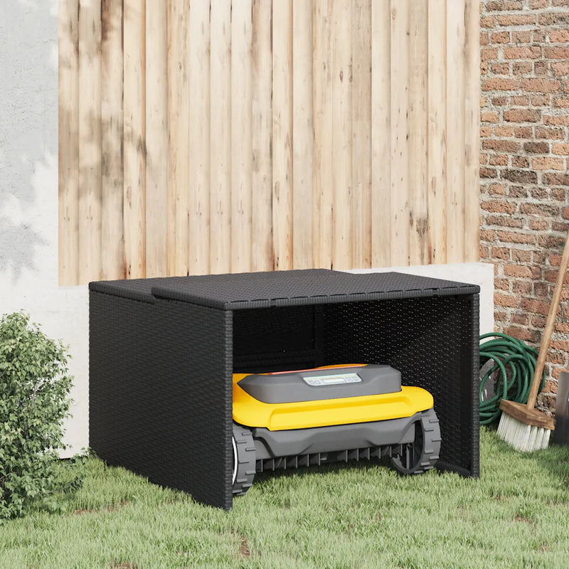 Robot Mower Garage Black 86x90x52/57 cm Poly Rattan