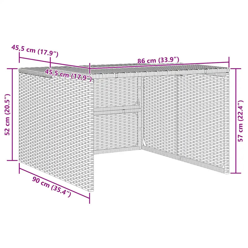 Robot Mower Garage Grey 86x90x52/57 cm Poly Rattan
