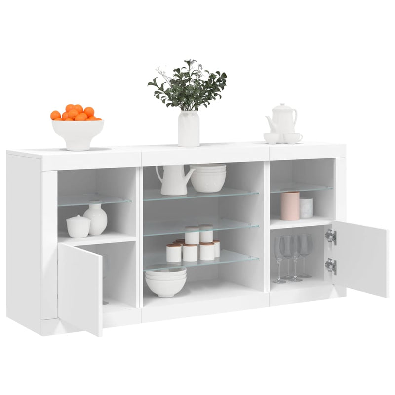 vidaXL Sideboard with LED Lights White 142.5x37x67 cm
