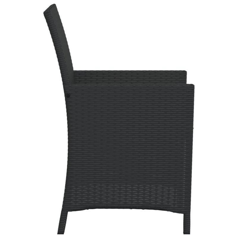 3 Piece Bistro Set with Cushions Black Poly Rattan