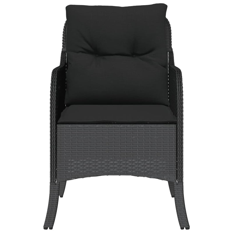 vidaXL Garden Chairs with Cushions 2 pcs Black Poly Rattan