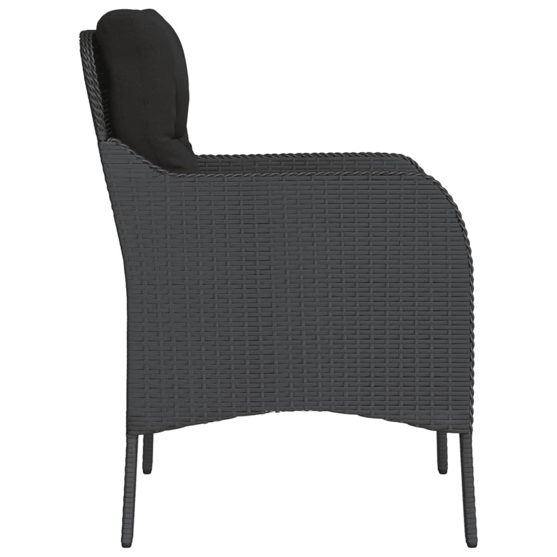 vidaXL Garden Chairs with Cushions 2 pcs Black Poly Rattan