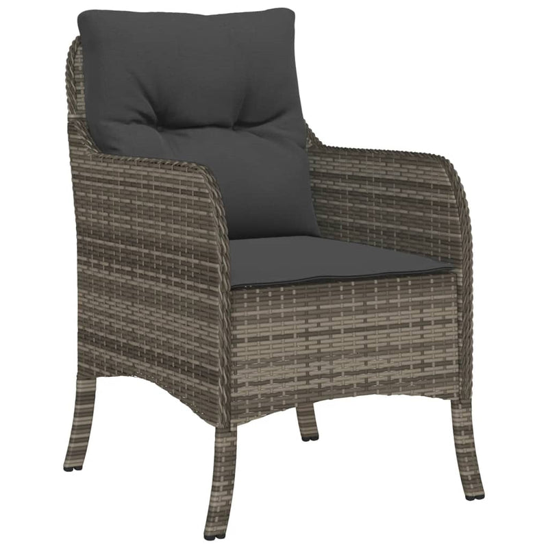 vidaXL Garden Chairs with Cushions 2 pcs Grey Poly Rattan
