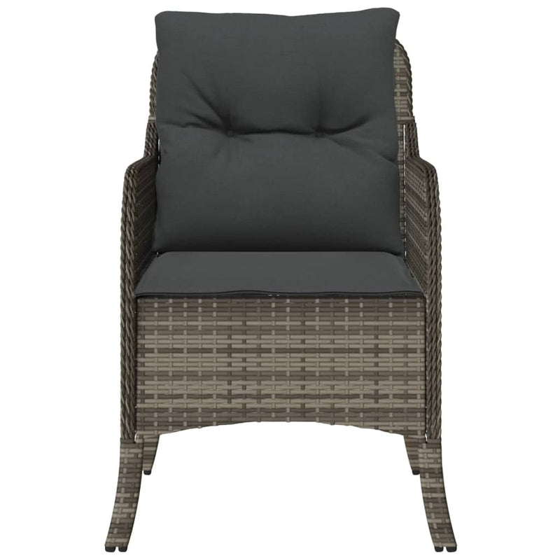 Garden Chairs with Cushions 2 pcs Grey Poly Rattan