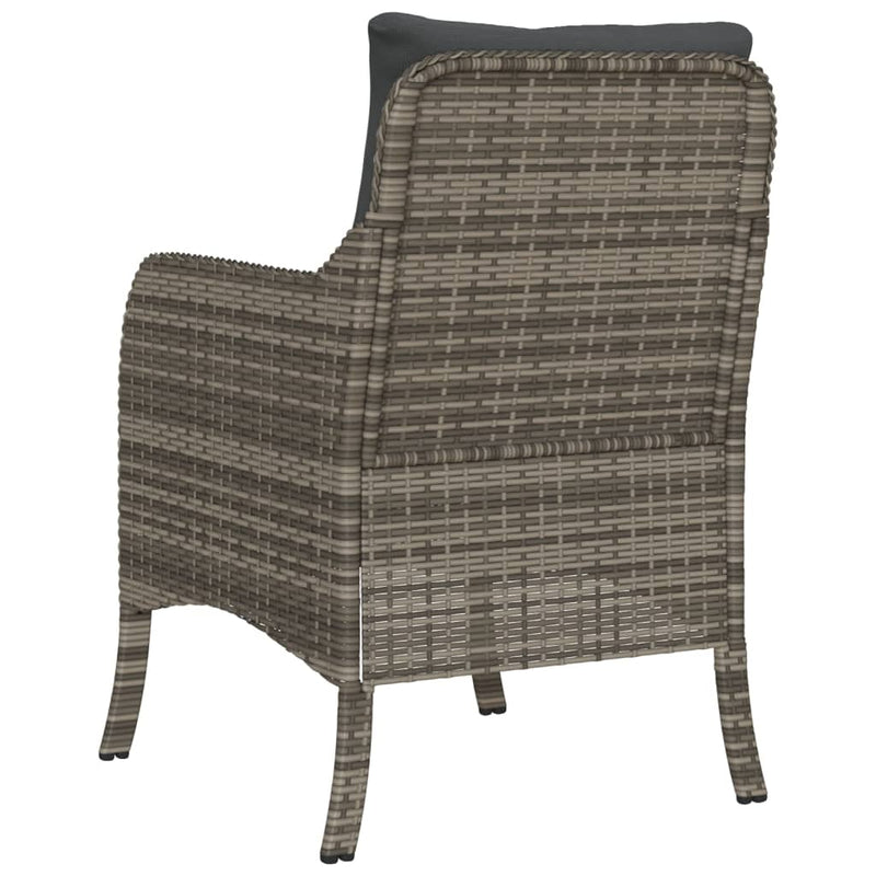 vidaXL Garden Chairs with Cushions 2 pcs Grey Poly Rattan