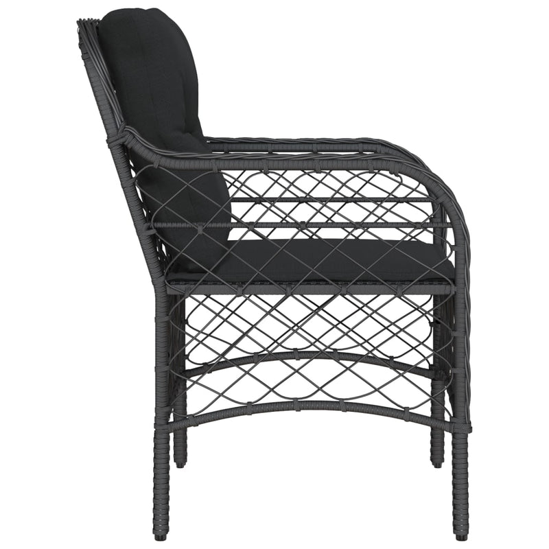 Garden Chairs with Cushions 2 pcs Black Poly Rattan