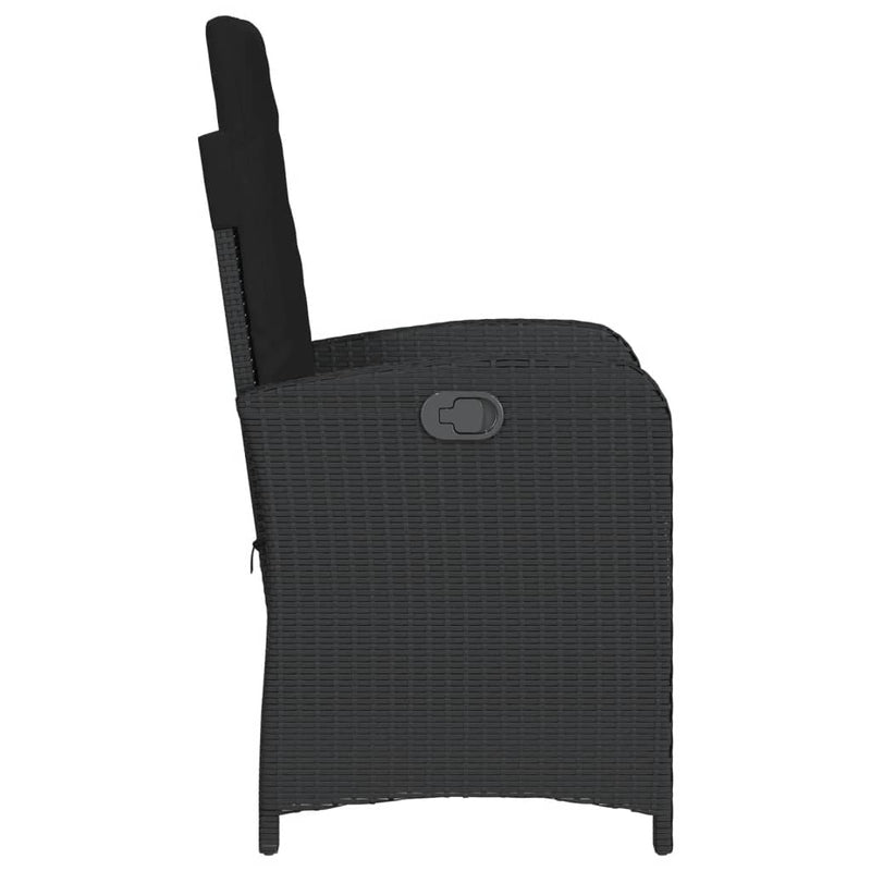 vidaXL Reclining Garden Chair with Cushions Black Poly Rattan