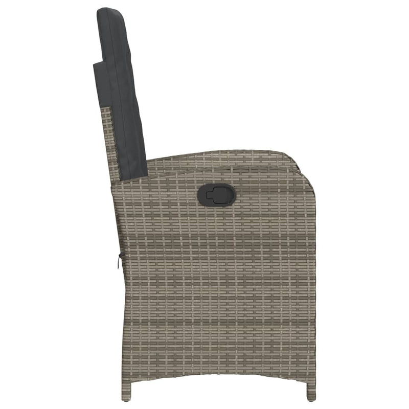 vidaXL Reclining Garden Chair with Cushions Grey Poly Rattan