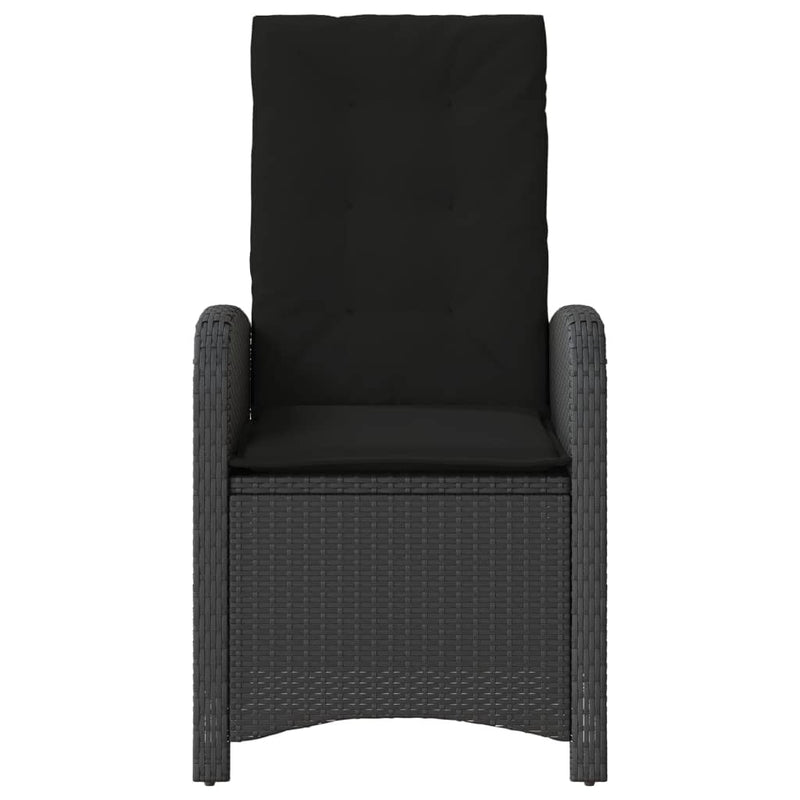 vidaXL Reclining Garden Chairs 2 pcs with Cushions Black Poly Rattan