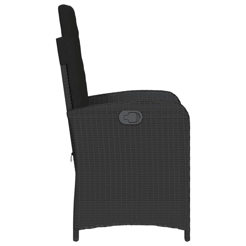 vidaXL Reclining Garden Chairs 2 pcs with Cushions Black Poly Rattan