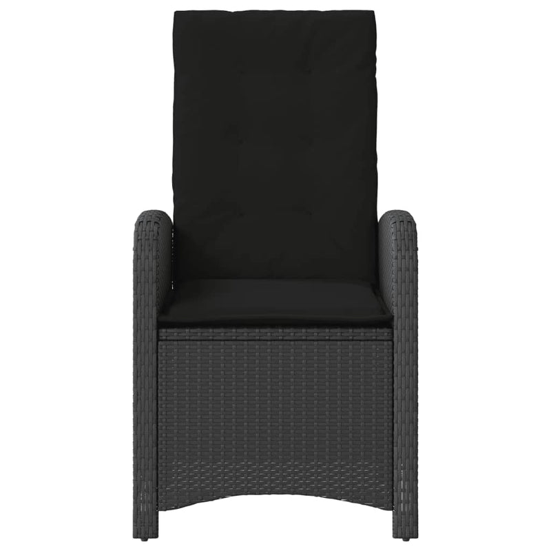 vidaXL 3 Piece Bistro Set with Cushions Black Poly Rattan