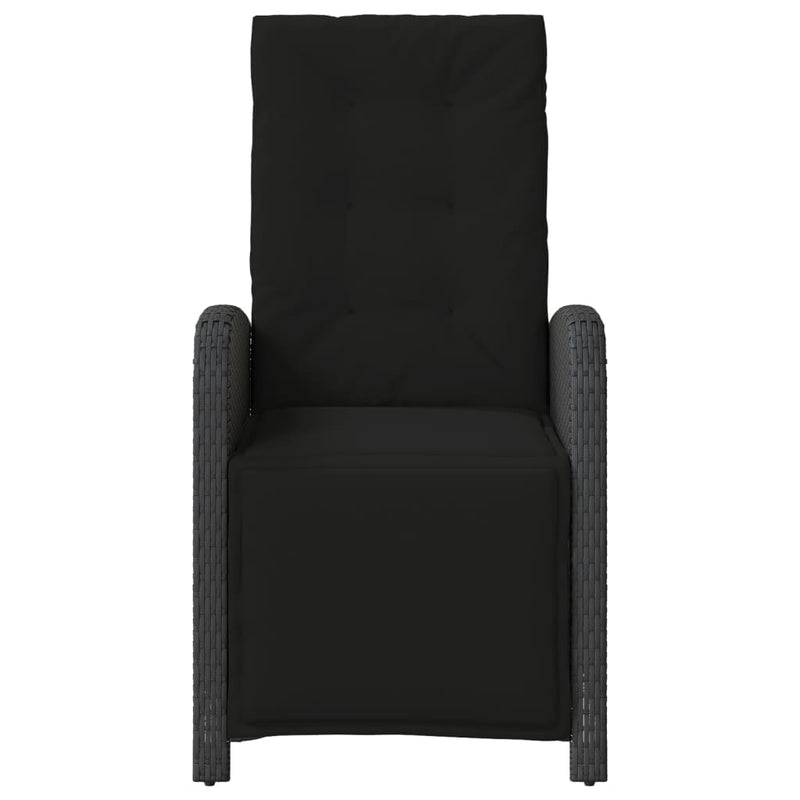 vidaXL Reclining Garden Chair with Footrest Black Poly Rattan