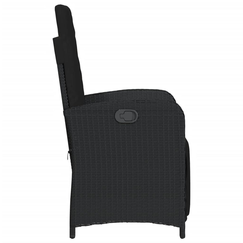 vidaXL Reclining Garden Chair with Footrest Black Poly Rattan