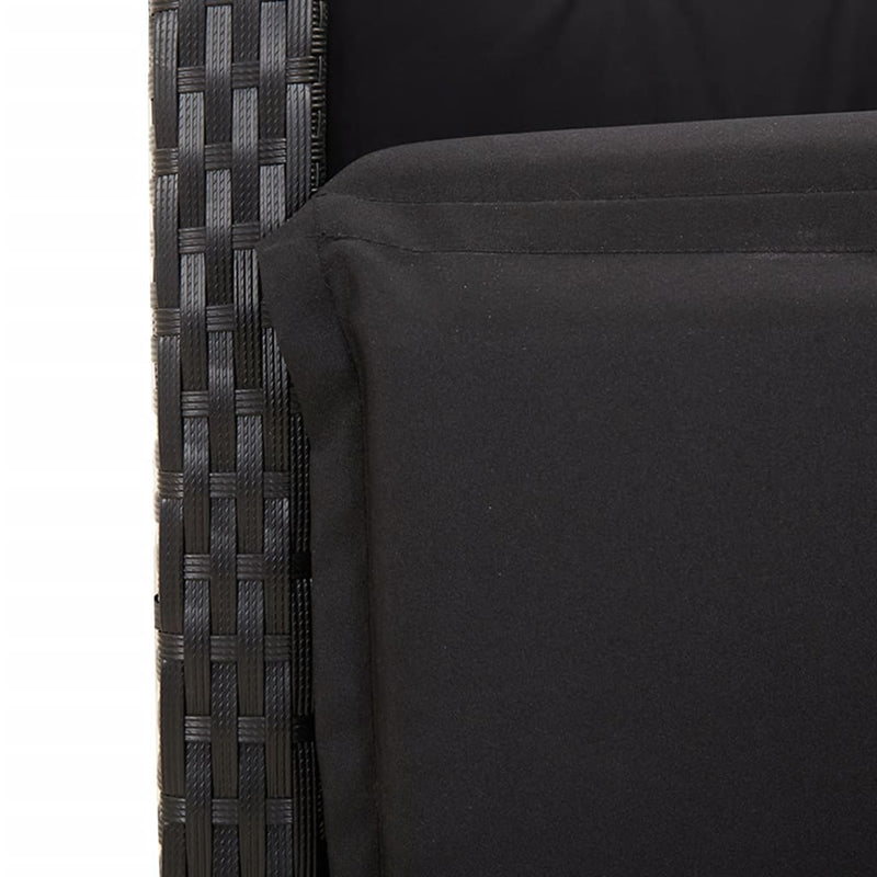 vidaXL Reclining Garden Chair with Footrest Black Poly Rattan