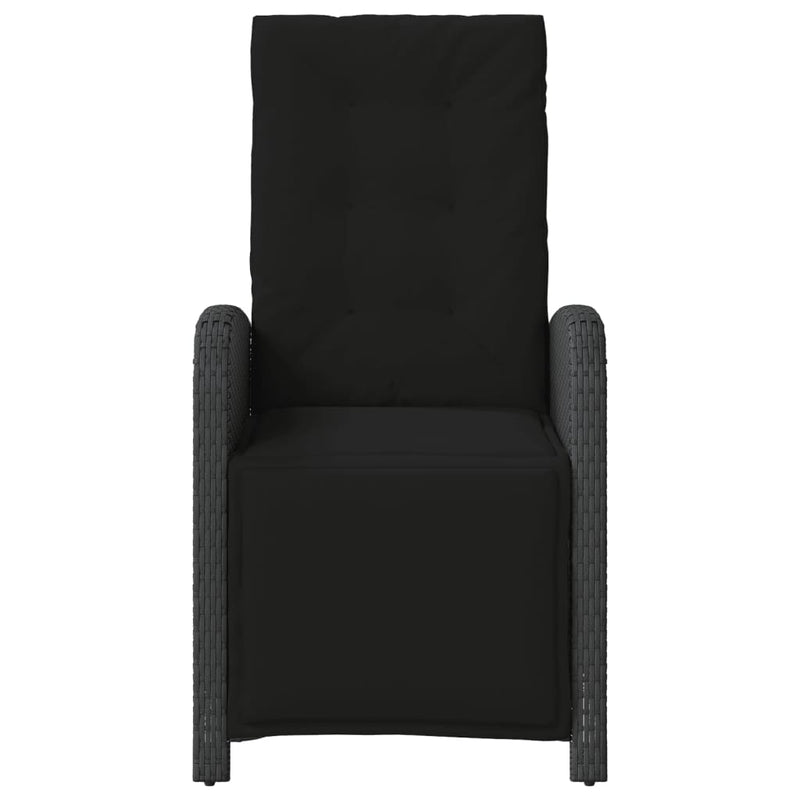 vidaXL Reclining Garden Chairs 2 pcs with Footrest Black Poly Rattan