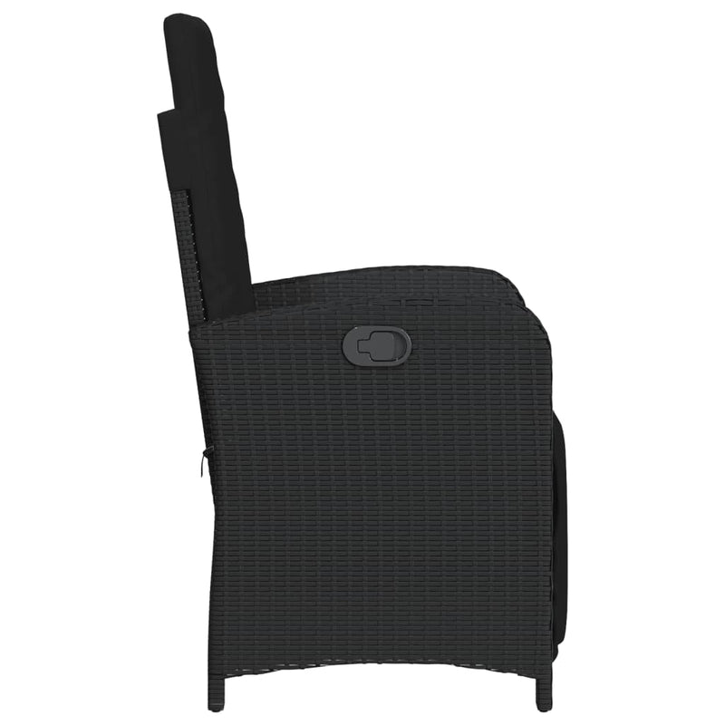 vidaXL Reclining Garden Chairs 2 pcs with Footrest Black Poly Rattan