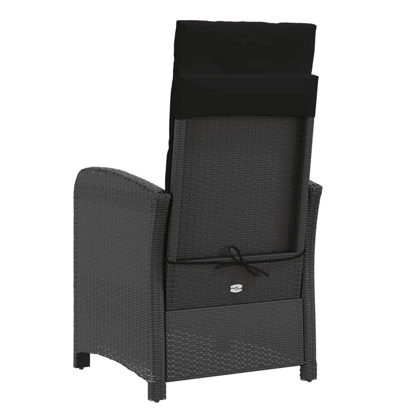 vidaXL Reclining Garden Chairs 2 pcs with Footrest Black Poly Rattan