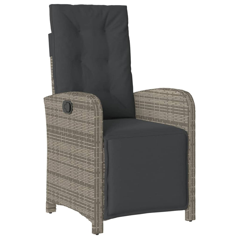 vidaXL Reclining Garden Chairs 2 pcs with Footrest Grey Poly Rattan