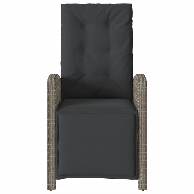 vidaXL Reclining Garden Chairs 2 pcs with Footrest Grey Poly Rattan