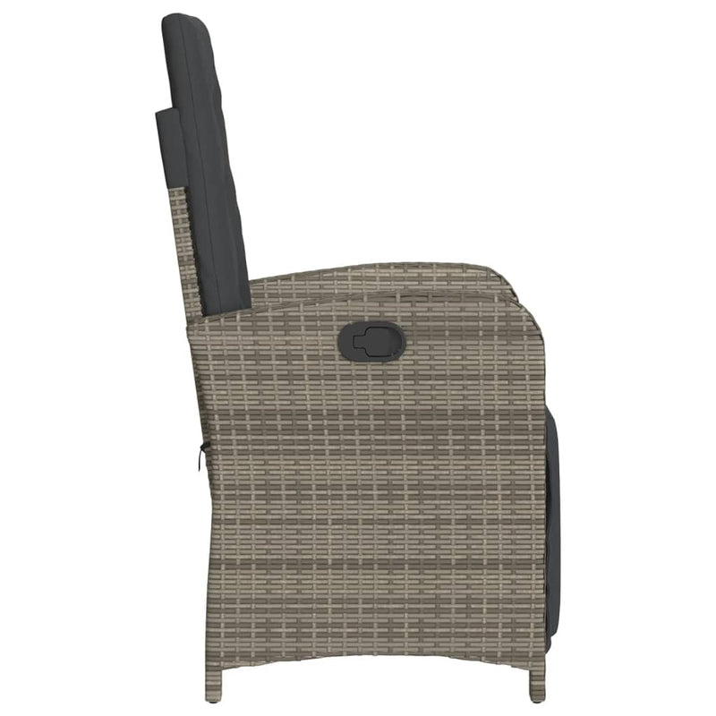 vidaXL Reclining Garden Chairs 2 pcs with Footrest Grey Poly Rattan