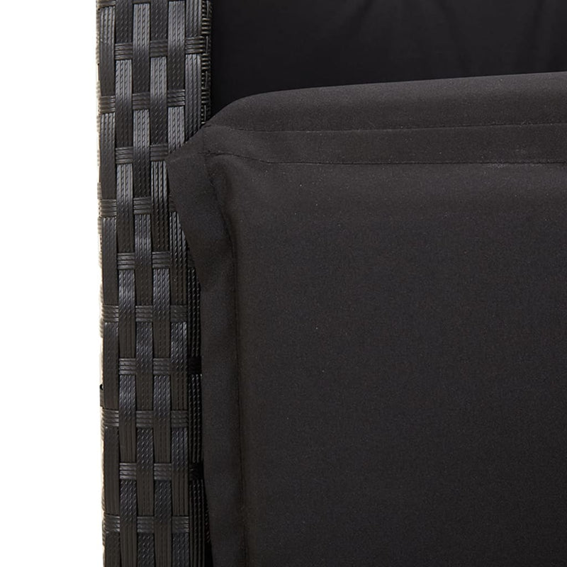 vidaXL 3 Piece Bistro Set with Cushions Black Poly Rattan