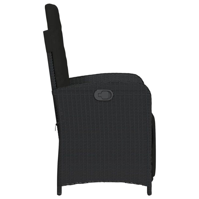 vidaXL 3 Piece Bistro Set with Cushions Black Poly Rattan