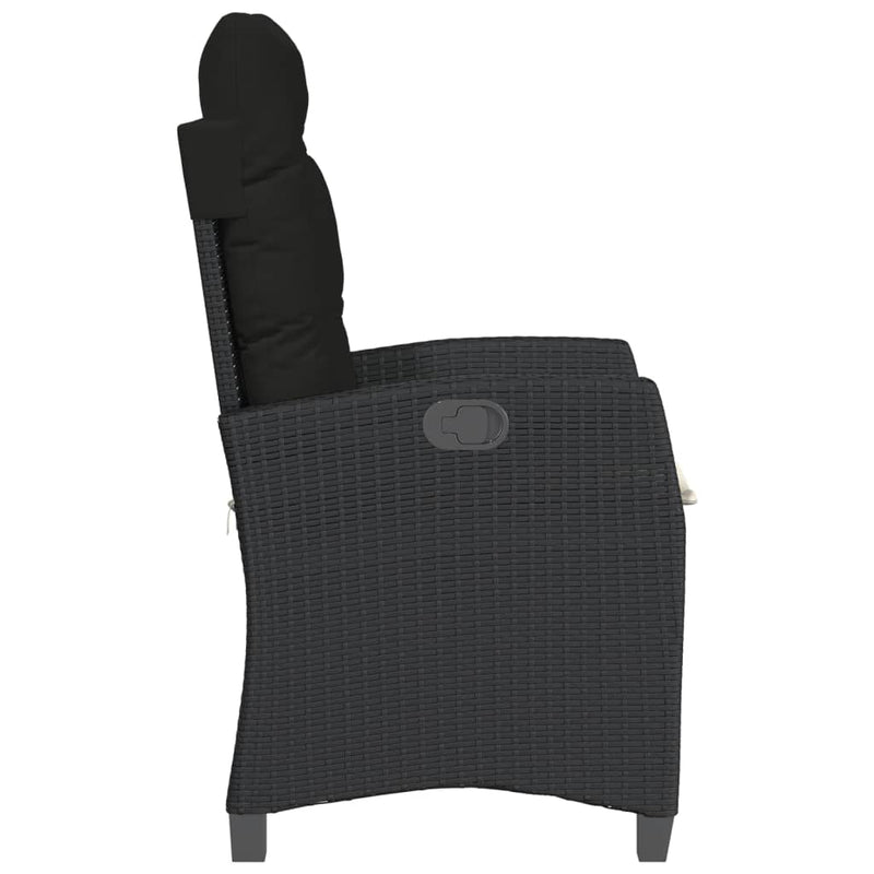 vidaXL Reclining Garden Chair with Cushions Black Poly Rattan