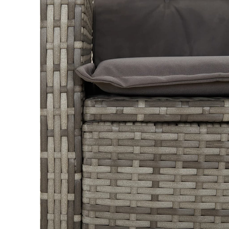 vidaXL Reclining Garden Chair with Cushions Grey Poly Rattan
