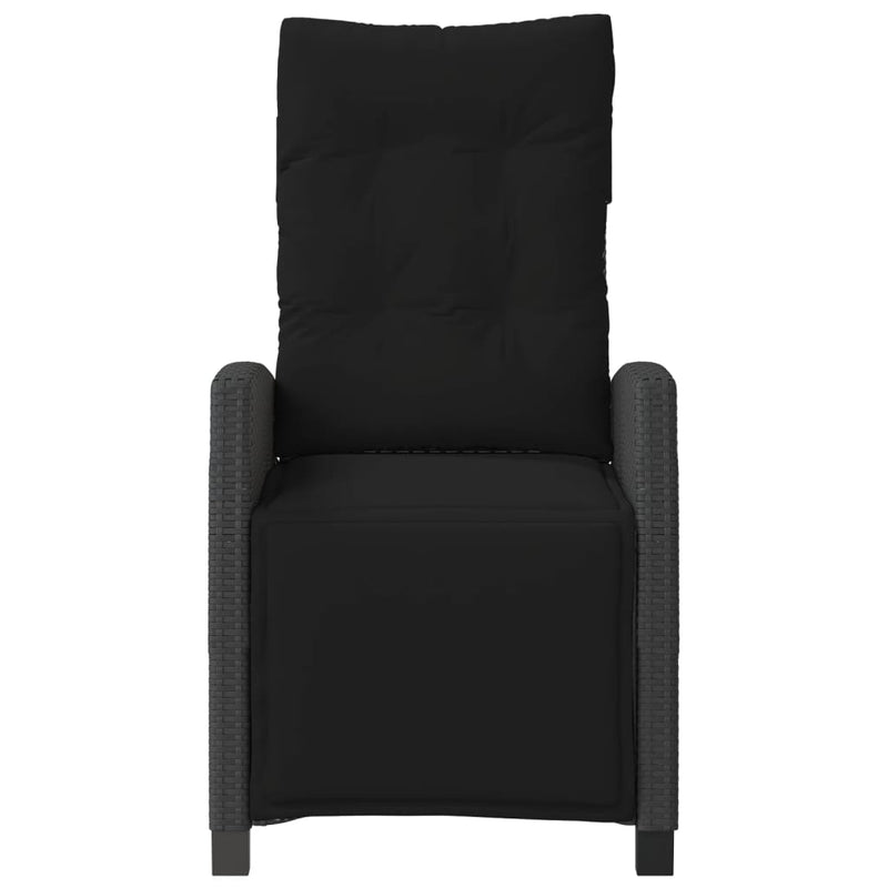 vidaXL Reclining Garden Chair with Footrest Black Poly Rattan