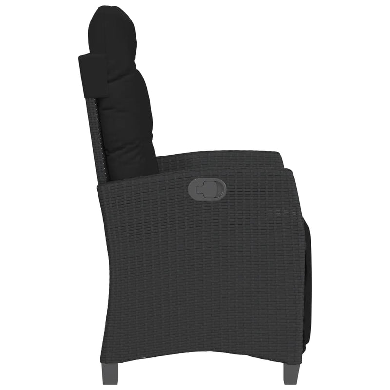 vidaXL Reclining Garden Chair with Footrest Black Poly Rattan