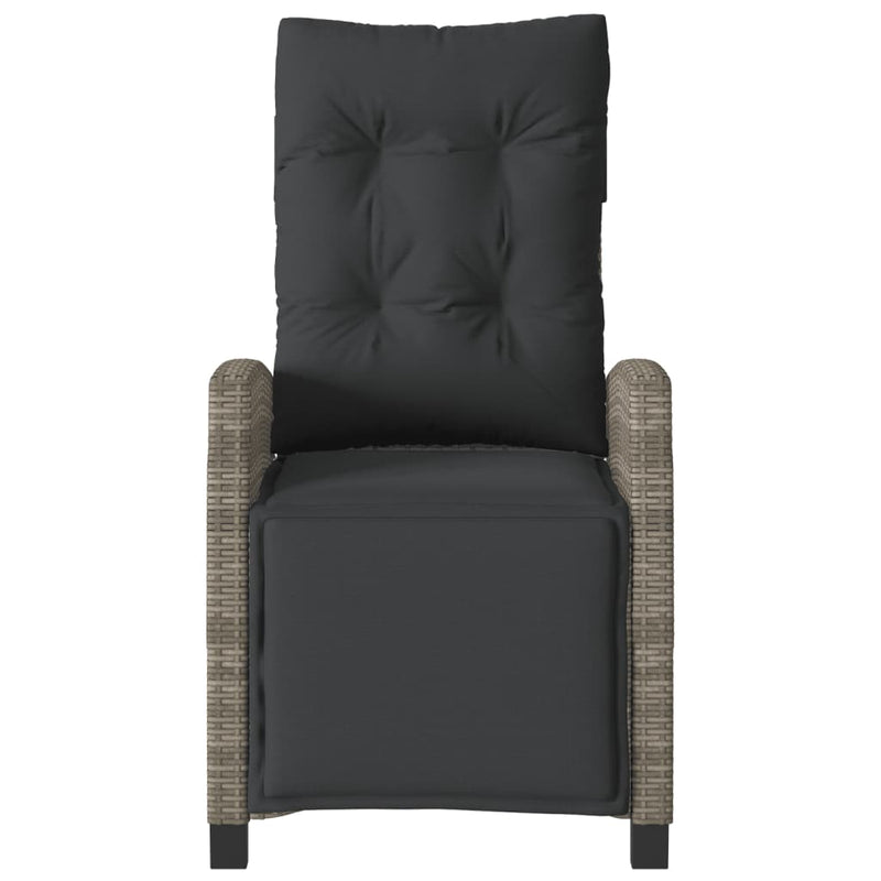 Reclining Garden Chair with Footrest Grey Poly Rattan