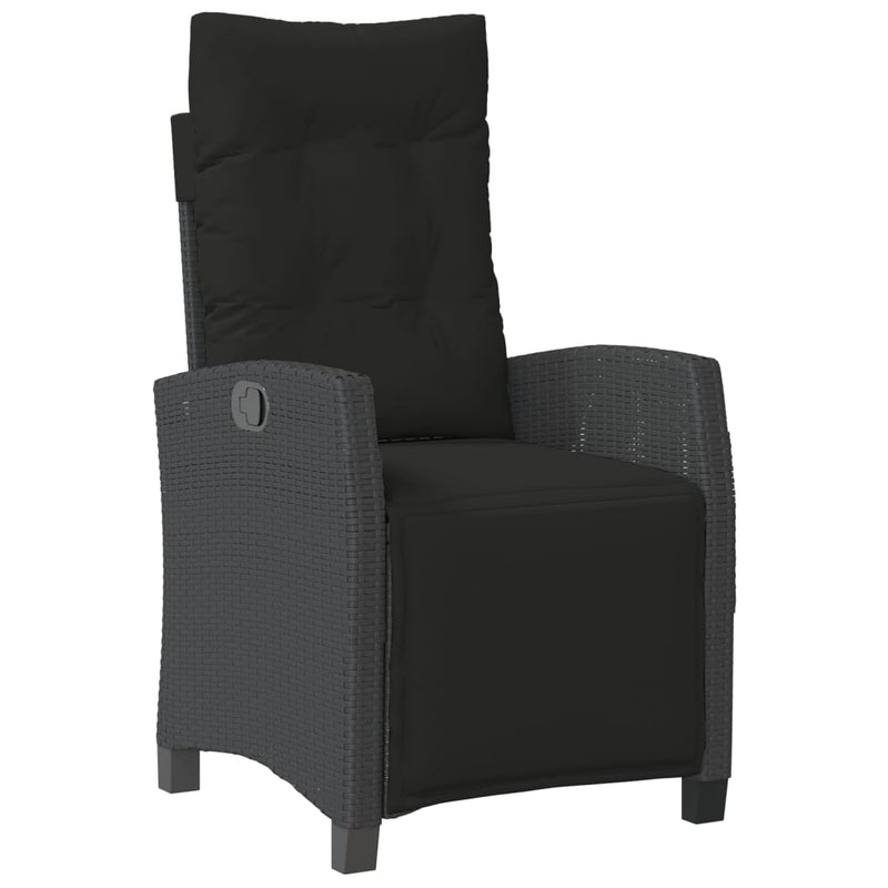 vidaXL Reclining Garden Chairs 2 pcs with Footrest Black Poly Rattan