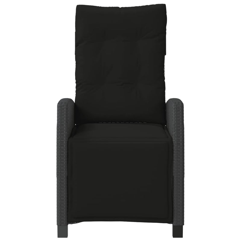 vidaXL Reclining Garden Chairs 2 pcs with Footrest Black Poly Rattan
