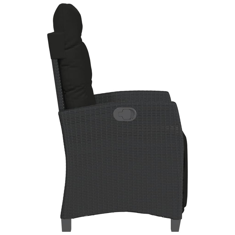vidaXL Reclining Garden Chairs 2 pcs with Footrest Black Poly Rattan